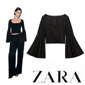 ZARA | Black | SQUARE NECK TOP